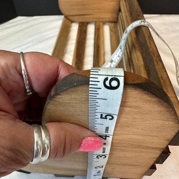 New Vintage Wood Slatted Heart Felt Shaped Hanging Rack-Shelf 14-1/2" Farmhouse - Picture 9 of 10